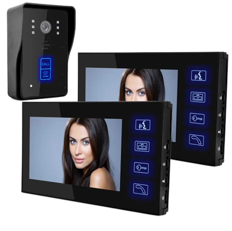7 Inch 1v2 Touch Keypad ID Card Access Control Wired Intercom Video Door Phone 7 Inch 1v2 Touch Keypad ID Card Access Control Wired Intercom Video Door Phone