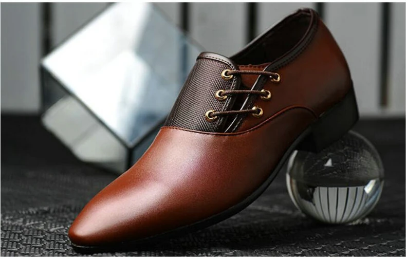 Men's Wedding Shoe Oxfords For Mens Shoes Formal Leather Black Brogues Dress Shoe Lace-Up Men Casual Shoes Oxfords Large Size 47 (10)