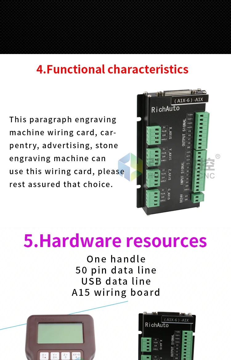 RichAuto A15X DSP контроллер для 3-х головочной УВД ЧПУ dsp управления контроллера и линии передачи данных и CD и USB линии