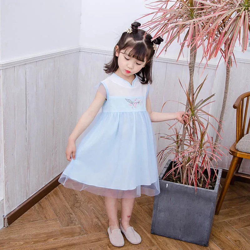 Hanfu/Детский костюм для классических танцев, розовое платье феи Hanfu для девочек, китайские танцевальные костюмы, юбка Hanfu, народное платье SL1179 - Цвет: blue