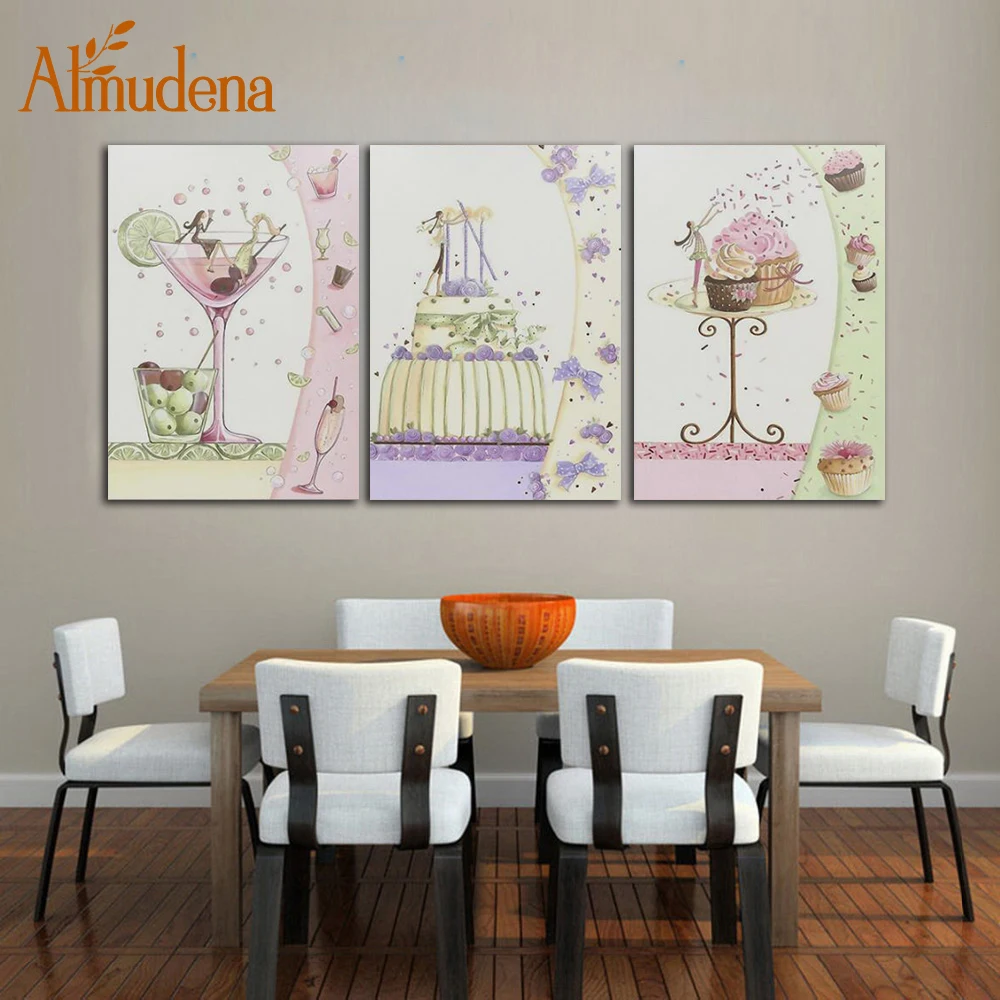 

ALMUDENA Modern Nordic Wall Art Poster Restaurant Dessert Bread Juice Canvas Painting Kitchen Home Decoration Picture Unframed