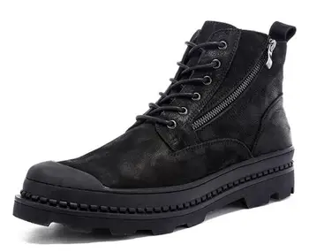 

Men Martin Boots Cow Full Grain Leather Cargo Boots High top Martin Boots Free Shipping