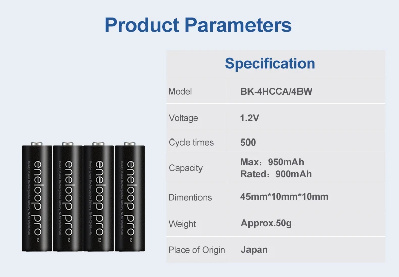 Panasonic Eneloop 4 шт./лот AAA предварительно заряженные аккумуляторы 1,2 в 950 мАч Ni-MH аккумулятор eneloop