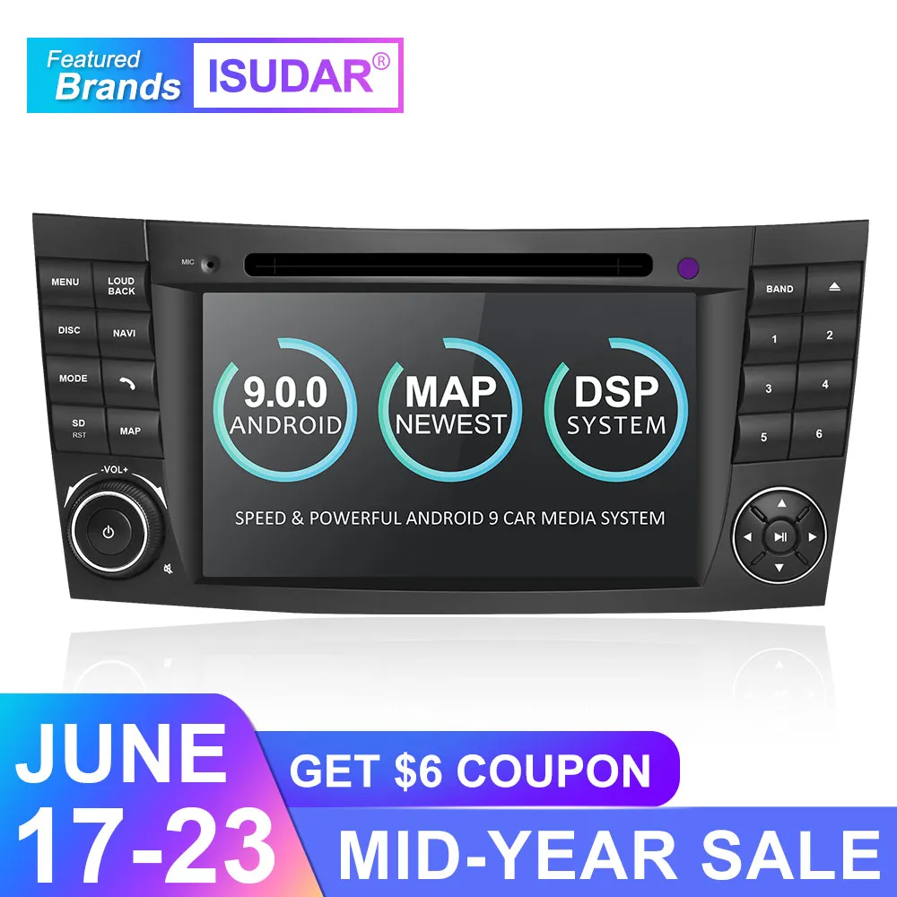 Isudar 2 Din Авто Радио Android 9 для Mercedes/Benz/E-Class/W211/E300/CLK/W209/CLS/W219 Автомобильный