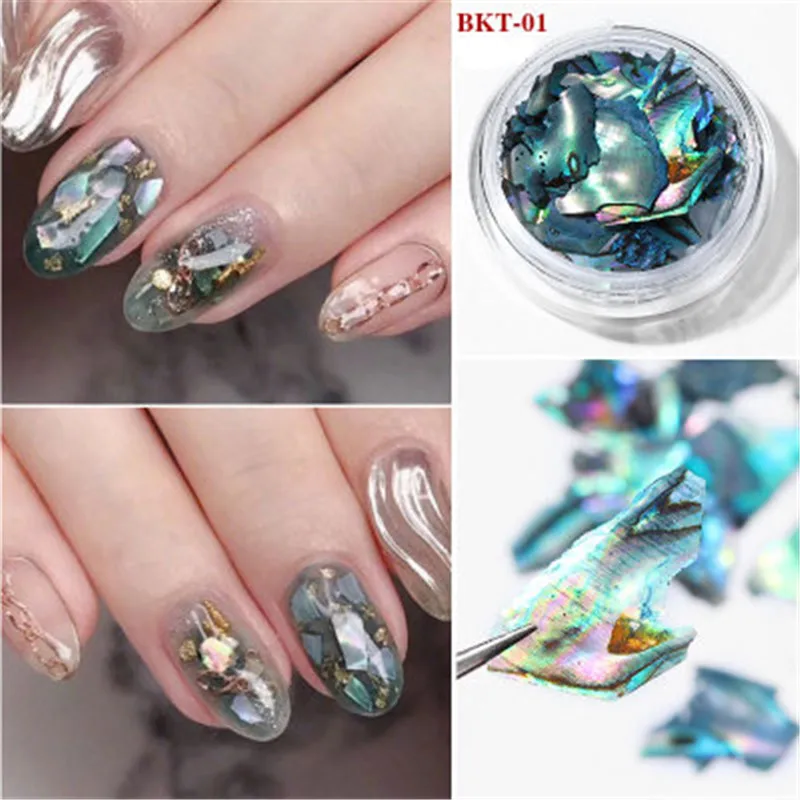 

12Pcs/set Nail Decorations 3D Shiny Abalone Pearl Shell Slice Flake Nail Art Stones Charms Spangles Tips Manicure Accessories