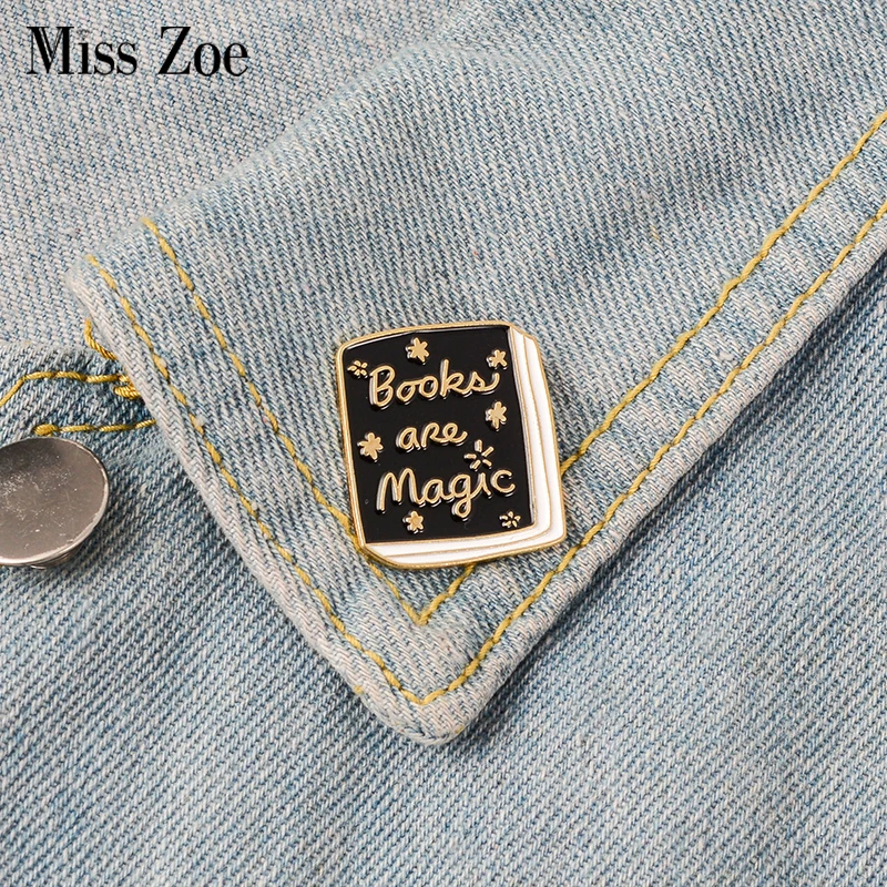 

Black Book Enamel Pin Books are magic badge brooch Lapel pin Denim Jeans shirt bag Cartoon Jewelry Christmas Gift for Kids