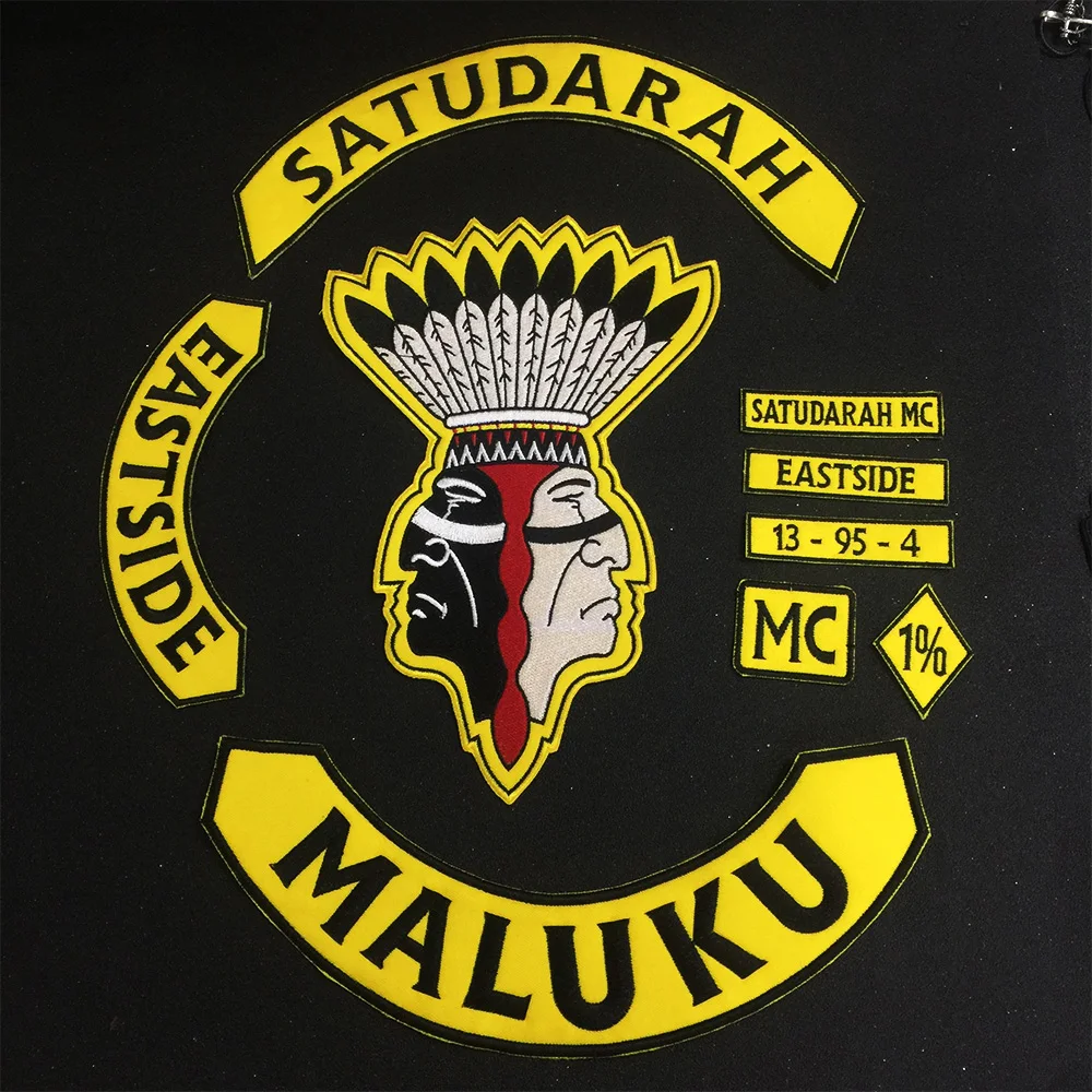 

SATUDARAH patch for Jacket backing, punk motorcycle embroidery skeleton biker badge, skull patch Garment Accessory