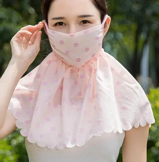 Женская летняя Солнцезащитная кружевная маска Дамская PM 2,5 дышащая маска для лица и шеи с защитой от УФ-лучей R871