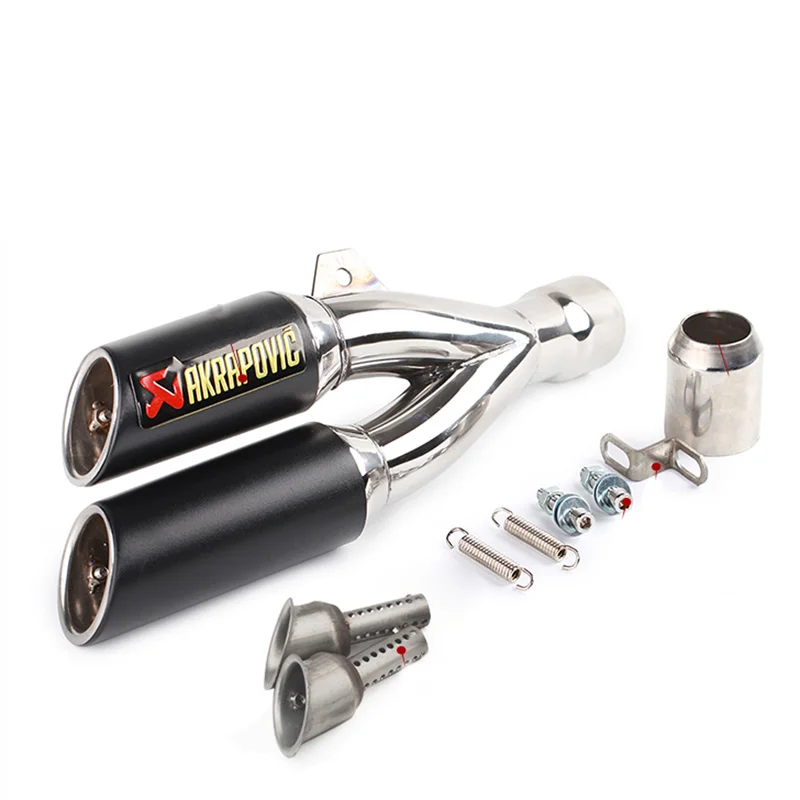 

Fast Shipping Motorcycle Exhaust Pipe Motos Modified Stainless Steel Exhaust Double Hole Kawasaki CB400 R6 Z800 CBR650