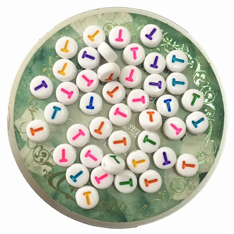 

Wholesale Acrylic Letter Beads Colorful English Character T Printing Flat Round Plastic Alphabet Jewelry Spacer Beads