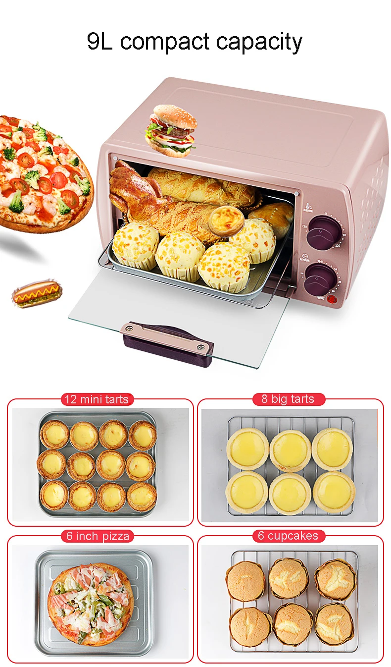 CUKYI 220 v/9L мини-электрическая духовка домашняя многофункциональная печь для выпечки мелочей и хлеба 800W