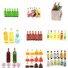 1/12 кукольный домик миниатюра вино сок Декор бутылки для кукол срока эксплуатации дома сцены украшения наборы игрушечной мебели 1/2/3/4/5/6/15 шт