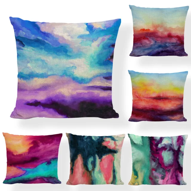 Cheap Dropshipping Watercolor Throw Pillowcase Pink Red Purple Blue Green 43*43CM Geometric Cushion Cover Decor Living Room Rock Chair Cheap Dropshipping Watercolor Throw Pillowcase Pink Red Purple Blue Green 43*43CM Geometric Cushion Cover Decor Living Room Rock Chair