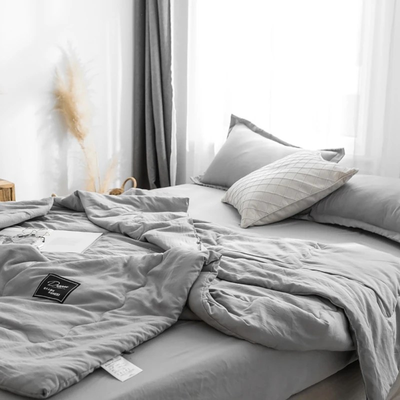 

Nordic Color Summer Quilt Washed Cotton Lightweight Thin Blanket Cooling Quilt Washable Bedding Blanket Comforter Throw Blanket
