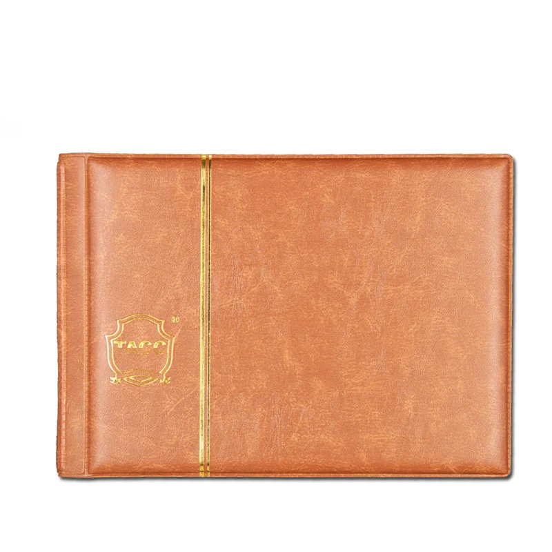 

120 Pockets Golden Stripes Leather For Coins Album Storage Colorful Penny Coin Storage Holder Collection Banknote Album