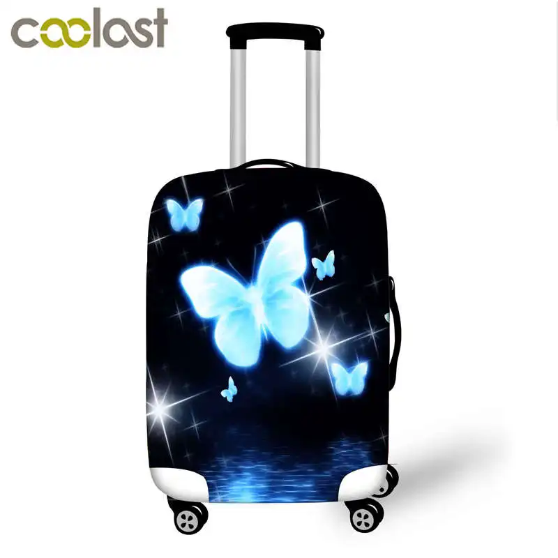 3D print protable butterfly print travel trolley accessories waterproof luggage covers 18-30inch suitcase dustproof cover 