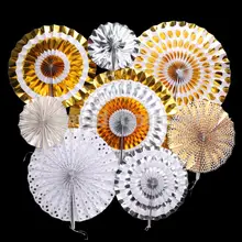 8 шт./компл. блестящие бумажные вертушки на палочках складной веер фон вечерние украшения