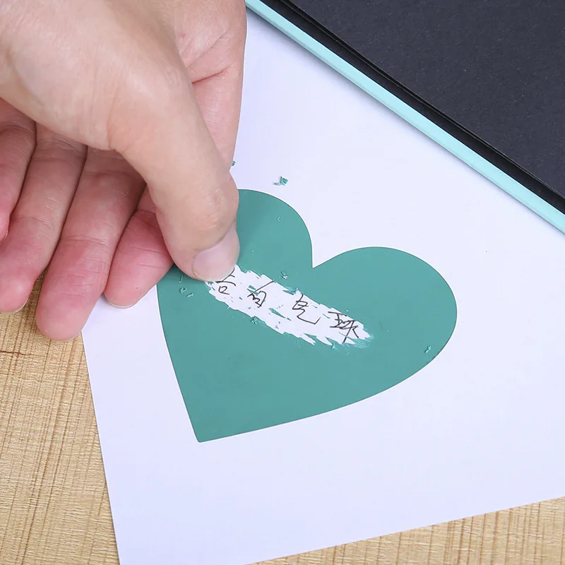 10PCs/pack DIY Love Heart Gold Red Scratch Coating Stickers Note Love Letter Scratch Card Decoration Label Gift