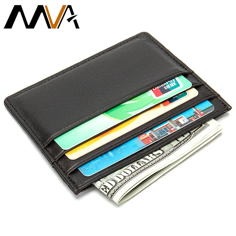 

MVA Mini Wallet Male Credit Card Holder Cow Leather Genuine Bank Business ID Card Holder Coin Purse for Men Unisex Money Bag 113
