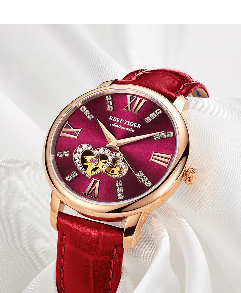 Reef Tiger/RT лучший бренд роскошные женские часы Reloj Mujer женские модные автоматические механические часы Relogio Feminino+ коробка RGA1580