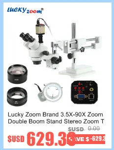 Lucky Zoom Brand 3.5X-90X Articulating Arm Zoom Stereo Microscope 14MP HDMI Digital Camera 2.0X 0.5X Objective Len 144LED Light