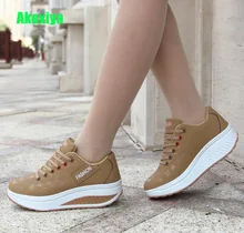 Hot Women Sneakers 2019 Breathable Waterproof Wedges Platform Vulcanize Shoes Woman Pu Leather Women Casual Shoes tenis feminino