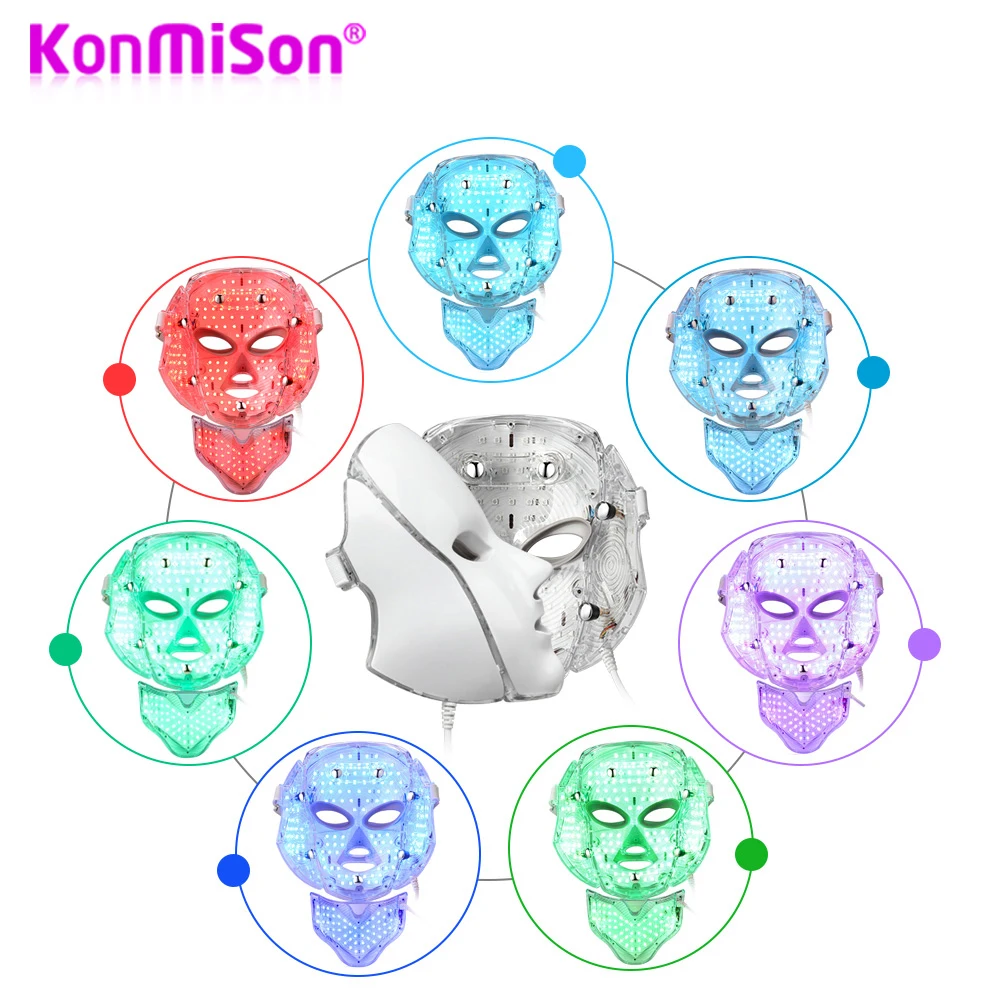 

Konmison LED Facial Mask 7 Color Light Photon Tighten Pores Skin Rejuvenation Anti Acne Wrinkle Removal Therapy Beauty Salon