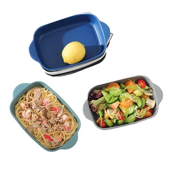 

Rectangle Plate Ceramic Dish Food Tray European Baking Cheese Baked Rice Salad Pasta Tray Big Capacity Christmas Feast Dish 1pcs