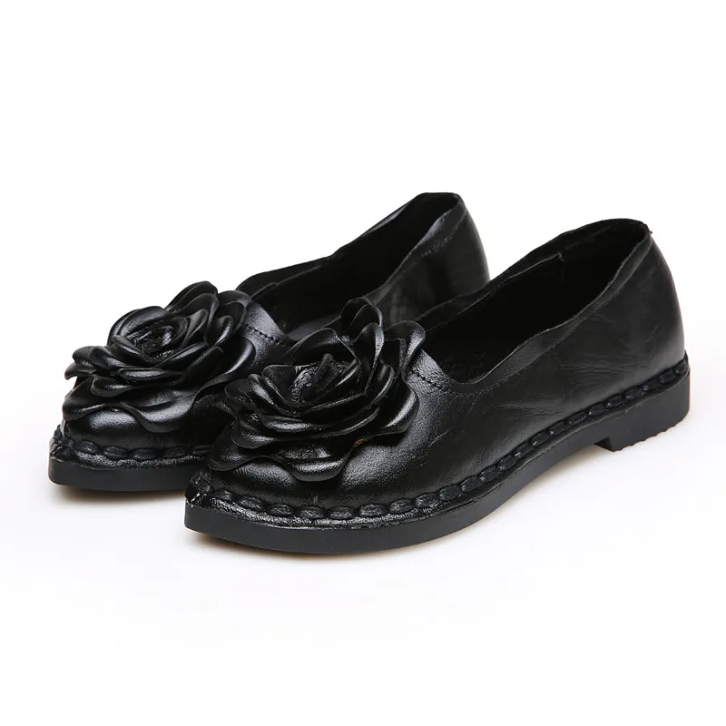 TIMETANG/Коллекция года; женская обувь ручной работы из натуральной кожи; мягкая обувь на плоской подошве с цветочным принтом; обувь для вождения Осенняя женская обувь на плоской подошве с острым носком; C222
