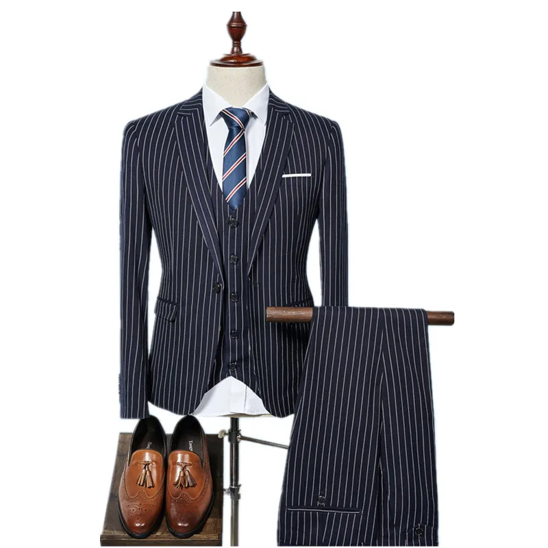 (Jacket+Vest+Pants) 2017 High quality Men Suits Fashion wool Men's Slim Fit business wedding Suit men Wedding suit 3 colors