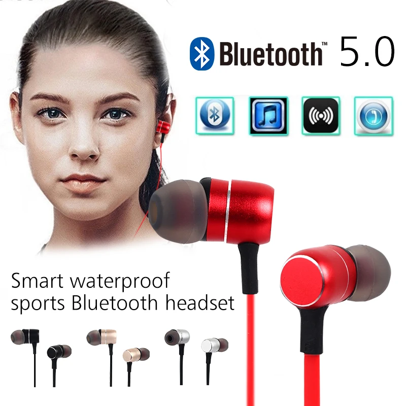 Невидимые Bluetooth 5 0 наушники спортивные металлические беспроводные стерео