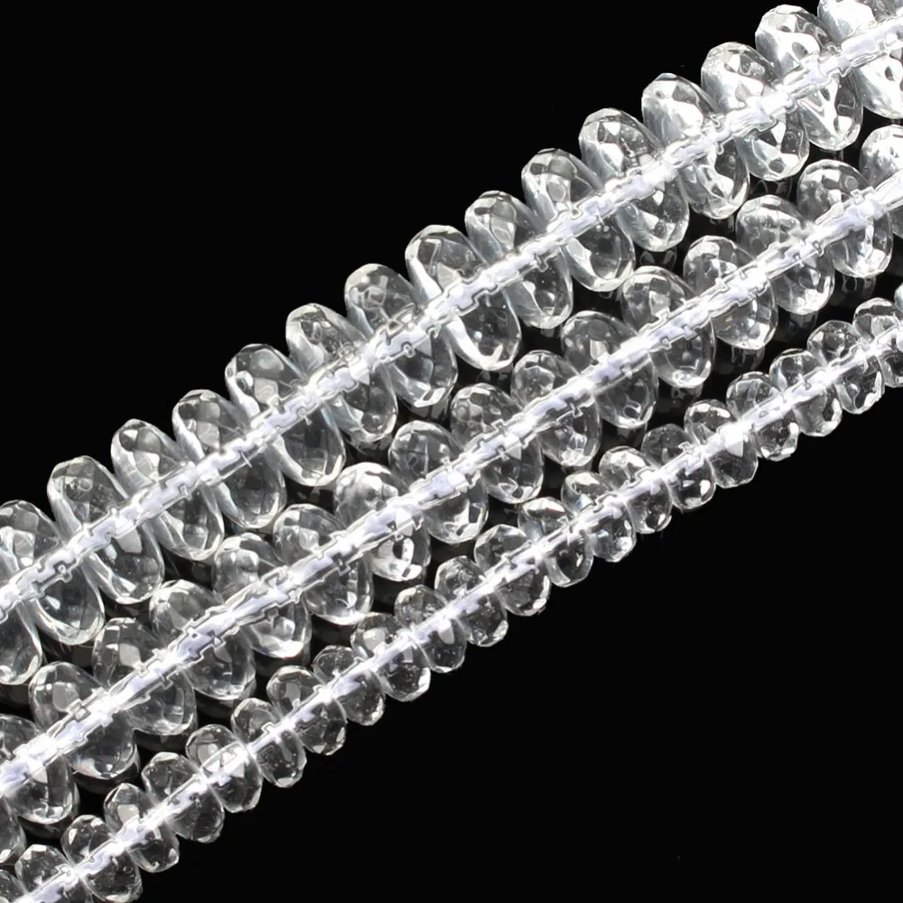 

15" Strand Faceted Clear Flat Round Crystal Glass Abacus Beads Natural Stone Beads For Jewelry Bracelets Making DIY