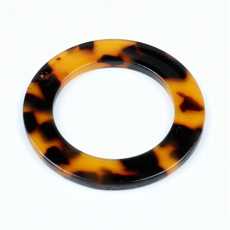 Tortoise Shell Earring Charm,Acetate Acrylic Beads,Circle Shaped,Boho,Leopard Print,Earring Parts,Ohrringe finding,44mm-ACE227 - Окраска металла: A05-227B-6PCS