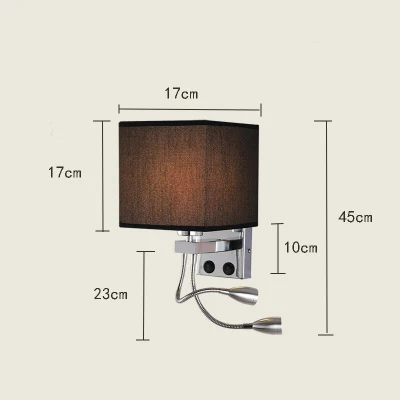 Современный светодиодный для помещений настенный светильник прикроватный спальня аппликация бра с выключателем USB E27 лампа для интерьера изголовье дома отель настенный светильник S1 - Цвет абажура: 1