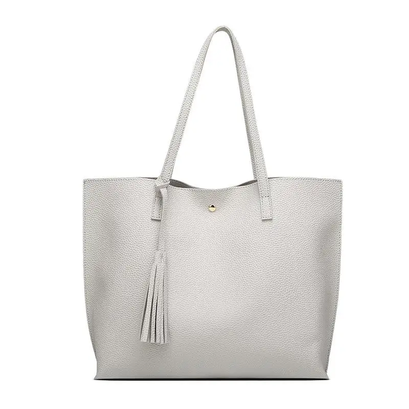 Большая вместительная сумка для покупок на выходные женская сумка из искусственной кожи женская сумка-мессенджер женская сумка через плечо - Цвет: Gray women bag
