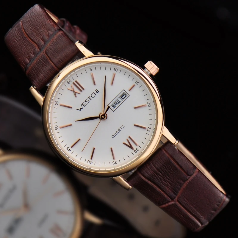 2016 WHESTCHI watches men qulity womens quartz watch leather fashion dress business waterproof 30 m women