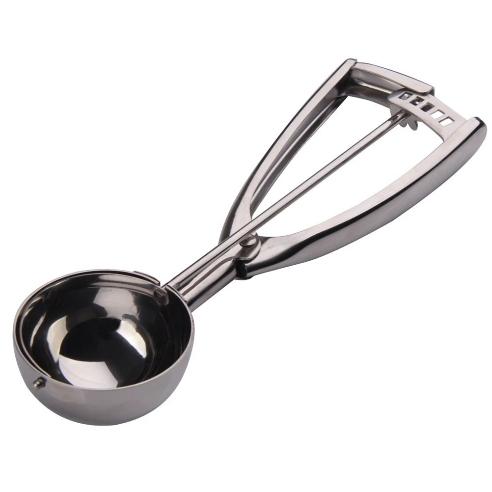 60mm Stainless Steel Gear Handle Ice Cream Scoop Mashed Potato Cookies Dough Disher Spoon Potato Masher Watermelon Spoon
