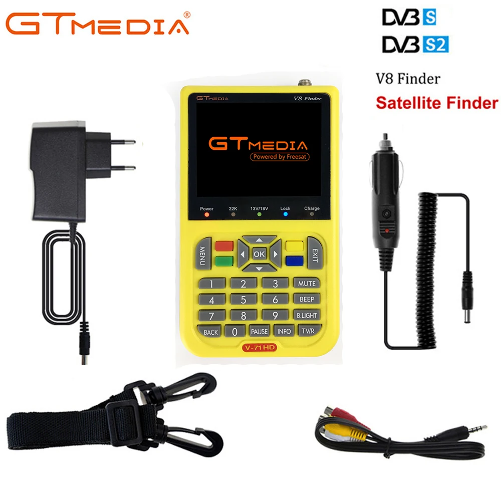 

GT MEDIA /Freesat V8 Finder HD DVB-S2 Digital Satellite Finder High Definition Sat Finder DVB S2 Satellite Meter Satfinder 1080P
