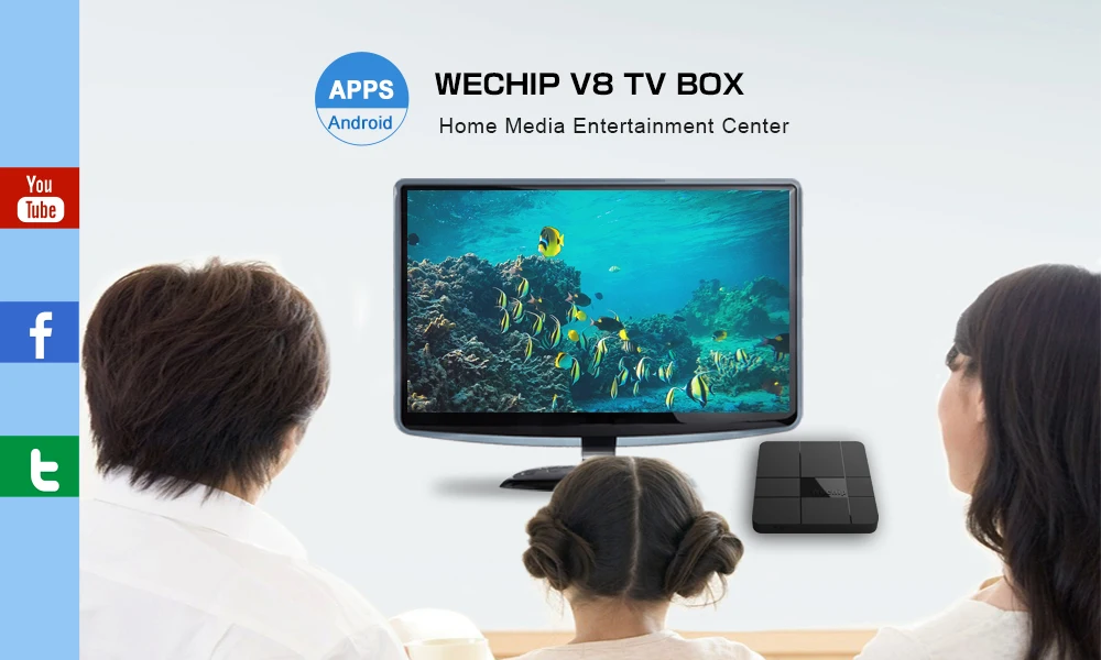 Wechip V8 новейший Amlogic S905W Android BOX 2G/16G Android 7.1.2 tv BOX четырехъядерный 2,4G беспроводной wifi телеприставка pk X96 mini