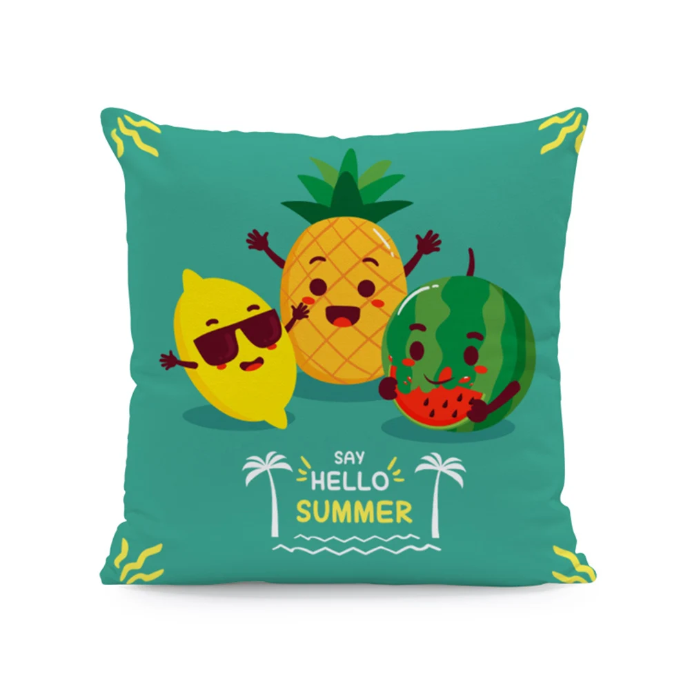 

45*45 Fashion Tropical Fruit Cushion Cover Pineapple Watermelon Banana Lemon Pillows Velvet Flamingo Hi Summer Throw Pillows