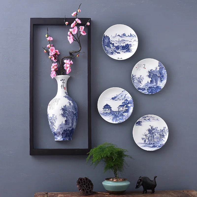 Chinese Style Wall Hanging Plates for Home Living Room Decoration