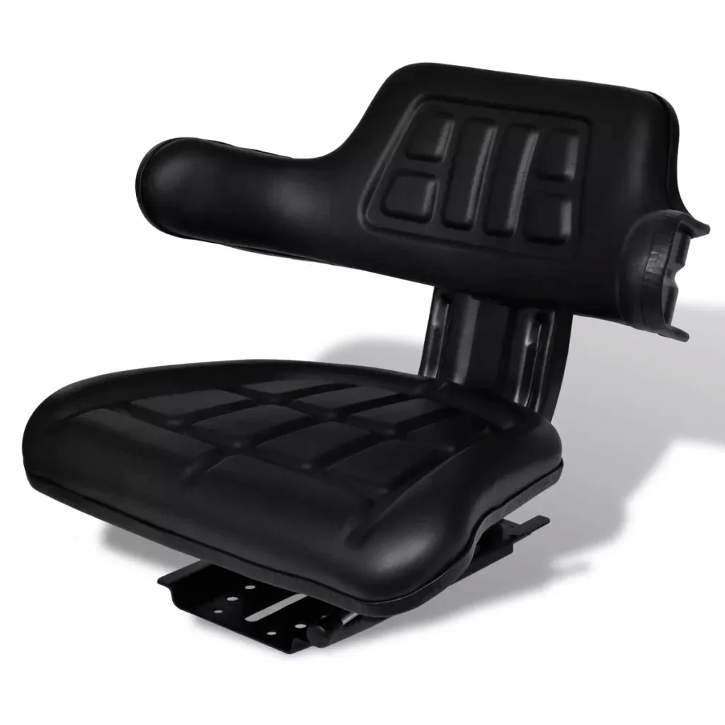 

vidaXL Tractor seat with backrest and armrests longitudinal adjustment Black with a sliding slide durable waterproof cover