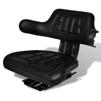 

vidaXL Tractor seat with backrest and armrests longitudinal adjustment Black with a sliding slide durable waterproof cover V3