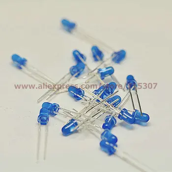 

PHISCALE 50pcs 3mm blue led round with domed top blue lens high brightness 2pins through hole