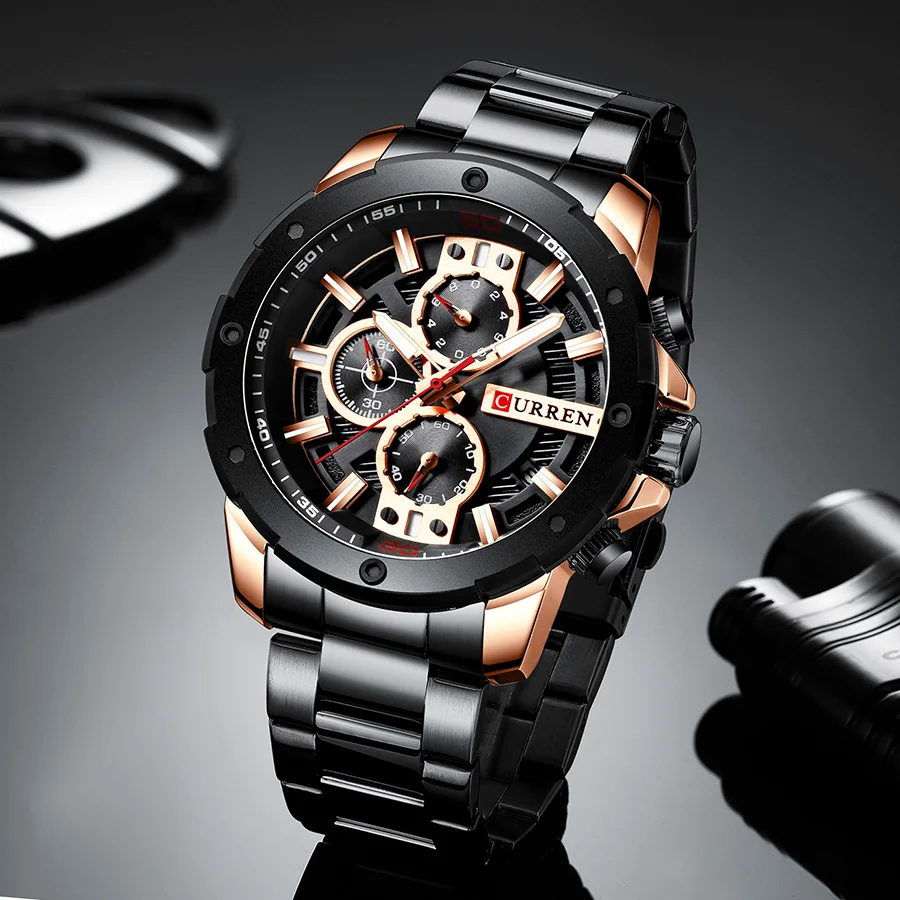 

Curren Watches Men Luxury Brand Chronograph 3ATM Waterproof Men's Wristwatch Clock Stainless Steel Men's Watch Waterproof Date