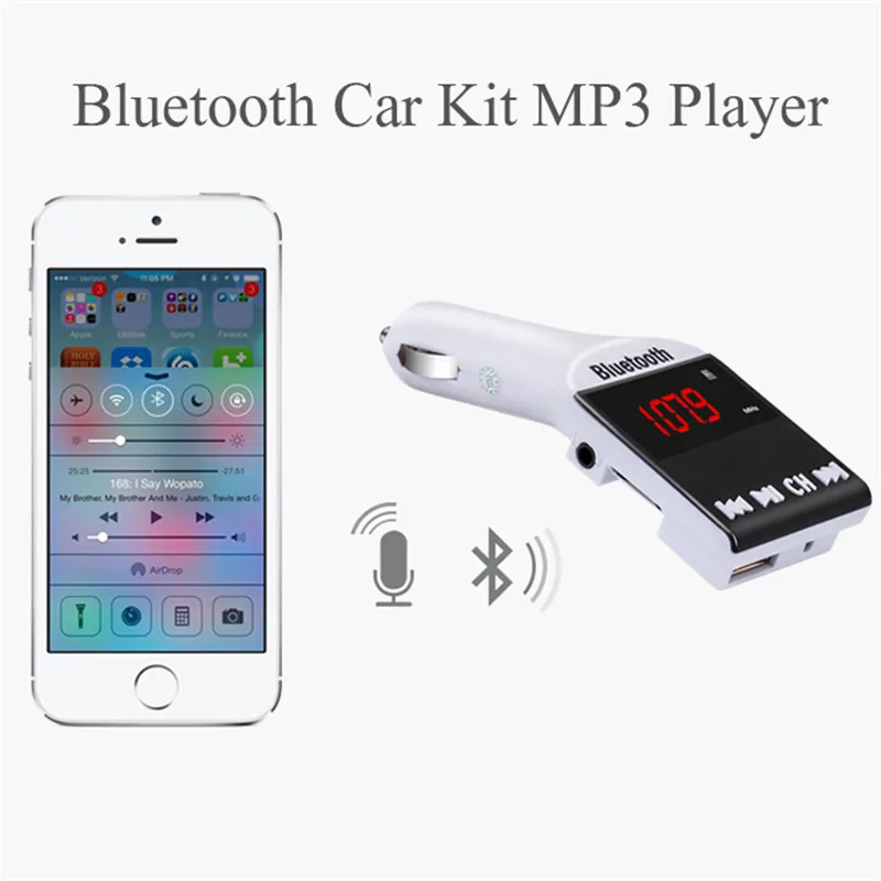 JINSERTA Bluetooth автомобильный набор, FM передатчик, свободные руки, MP3 плеер беспроводной fm-модулятор Поддержка TF микро CD USB работы в режиме воспроизведения музыки