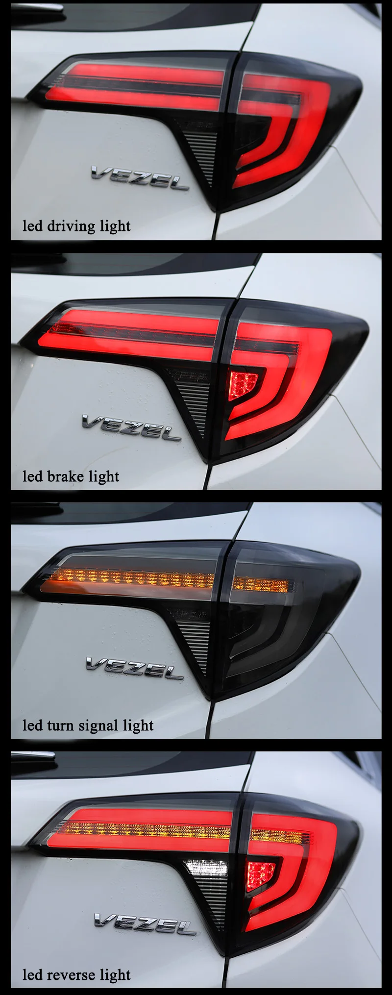 Задний противотуманный фонарь+ стоп-сигнал+ обратный+ Динамический сигнал поворота Автомобильный светодиодный задний фонарь для Honda HR-V HRV