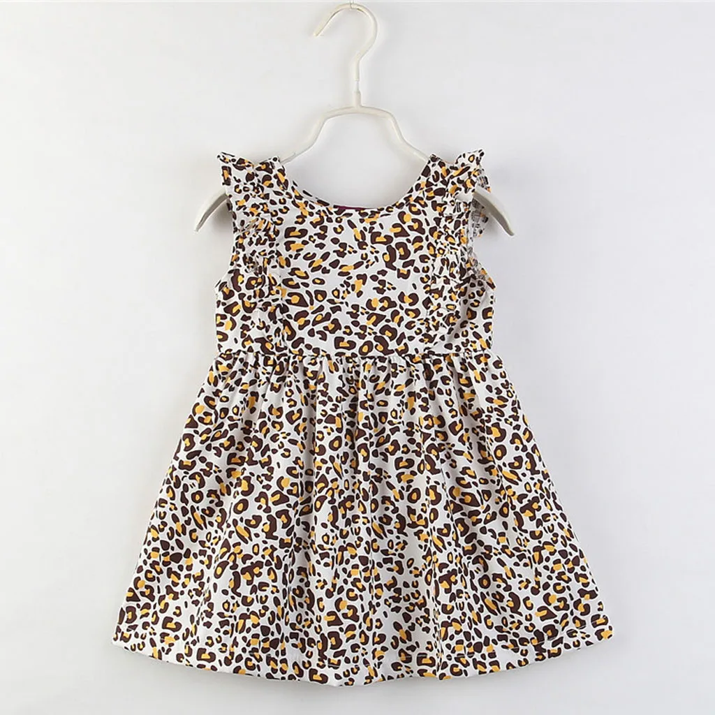 

New Toddler Kid Baby dress for girls Leopard Printed Sleeveless Princess Dress Clothes princess costume robes filles #BYY30
