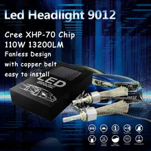 2017 Newest 9012 FANLESS LED Headlight Conversion Kit 6500K 6600LM C ree XHP 70 50W bulb H4 H7 H11 9005 9006 H13 9007 9004