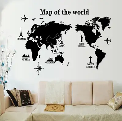 Diy Mirror Large World Map Wall Stickers Home Decor Bedroom Decor For Living Room Moderne Kids Art Stickers Wallpaper Decals